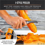 BINO Stainless Steel 2-Piece Peeler Set - Dark Grey | 1-Piece Y-Shaped + 1-Piece Swivel l Multifunctional Kitchen Grip Peelers | Fruits & Vegetables Peelers | Hand Peelers | Kitchen & Cooking Prep