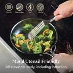 Anolon Everlast N2 Carbon Steel Frying Pan/Skillet with Helper Handle, Compatible with All Cooktops, Metal Utensil Safe, 10 Inch Open Fry Pan - Black