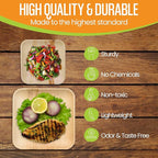 Raj Palm Leaf Plates Bulk [50-Pack] 10" & 7" Square Plates (2 CASES - 100 PACK) like Bamboo plates Disposable, Strong, Decorative Compostable Tableware for weddings, Lunch, Dinner