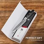 KYOKU Chef Utility Knife - 6" - Shogun Series - Japanese VG10 Steel Core Forged Damascus Blade - with Sheath & Case