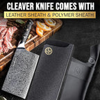 SliceElite Elite Series 7 Inch Meat Cleaver Knife Damascus VG10 Core Forged Carbon Fiber Handle Heavy Duty Chopper Sharp Kitchen Butcher Bone Cutter Vegetable Fruit Chef Tool Dual Protection Gift