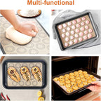 HOOMIL Macaron Silicone Baking Mats 2-Pack, 13" x 9" Quarter Sheet Size Macaron Silicone Mat, Non-Stick, Reusable, Food Safe Baking Mat - Brown+Gray