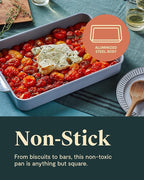 Caraway Non-Stick Ceramic 9”x13” Rectangle Pan Duo - Naturally Slick Ceramic Coating - Non-Toxic, PTFE & PFOA Free - Perfect for Brownies, Lasagnas, and More - Gray