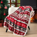 PAVILIA Premium Christmas Sherpa Throw Blanket | Christmas Decoration Reindeers, Fleece, Plush, Warm, Cozy Reversible Microfiber Holiday Blanket 60x80