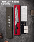 Santoku Knife 7 Inch Japanese Chef Knife with 67 Layers Damascus Steel AUS-10 Core, Razor Sharp Chefs Knife with Full-Tang Ebony Wood Handle and Premium Gift Box(Hammered Damascus Series)