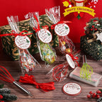 24 Sets 10 Inch Christmas Whisks Gifts DIY Fillable Christmas Tree Ornaments Xmas Colored Silicone Whisks for Cooking Heat Resistant Egg Beaters with Card Rope Bag for Candy Holder