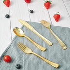 FOCUSLINE 300 Pack Disposable Gold Plastic Knives, Solid and Durable Plastic Cutlery Knives, Heavy Duty Disposable Utensil Silverware for Catering, Parties, Dinners, Weddings
