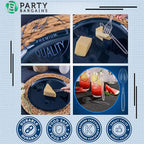 Party Bargains Disposable Cutlery set, Color: Clear Sapphire, Count: 720 Pcs: 120 Knives, 240 Spoons, 360 Forks