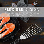 Slotted Stainless Steel Fish Spatula - 11-inch Thin, Heat Resistant with ABS Handle - Turner for Meat, Eggs, Nonstick Cookware