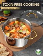 MICHELANGELO Stainless Steel Pots - 6 Qt Induction Pot with Lid, 18/10 Stainless Steel Stock Pot, Non Toxic Cooking Pot, Oven & Dishwasher Safe