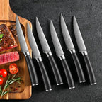 Sunnecko Knife Set with Block and Sharpener, 15 PCS Kitchen Knife Block Set Sharp Kitchen Knives High Carbon Stainless Steel with Black Handles