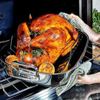 HexClad Hybrid Nonstick Roasting Pan with Rack, Dishwasher-Friendly, Oven-Safe Up to 900°F, Compatible with All Cooktops