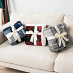 Pavilion Light Grey Plaid Sherpa Throw Blanket for Couch Twin, Plush Flannel Fleece Throws, Soft Fuzzy Cabin Blanket for Sofa Bed, Warm Cozy Winter Gift, 60x80