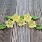 Global Sugar Art Blossoms and Leaves Edible Sugar Cake & Cupcake Flowers, Yellow, Small Unwired, 24 Count with Leaves by Chef Alan Tetreault