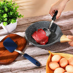 Silicone Cookie Spatula Turner 2 Pack Mini Brownie Spatula Flexible Kitchen Small Silicone Turner for Nonstick Cookware Heat Resistant No Scratch Flipper for Egg Pancake(Black,Blue)