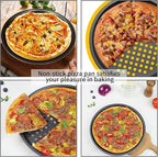 9.6 inch Pizza Pan With Holes, Carbon Steel Perforated Non-Stick Bakeware for Home Kitchen Oven, 2 Pack