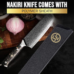 SliceElite Elite Series 7 Inch Nakiri Knife Damascus VG10 Core Forged Carbon Fiber Handle Polymer Guard Japanese Chef Vegetable Chopping Cleaver Kitchen Knife Sharp Cutting Cooking Tomato Butcher Tool