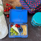 Yumbox Snack Box - 3 Compartment - Leakproof Bento Lunch Box for Kids (Surf Blue with Dinosaur Tray)