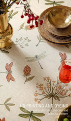 ISAENNE Designer Floral Linen Square Tablecloth,French Off White Elegant Table Cloth,Fall Washable Home Decor Tablecloths for Dining Thanksgiving Kitchen Christmas Party,67"*67"-Grace B