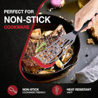 Fish Spatulas, Stainless Steel with Heat-Resistant Silicone Tips, Non-Scratch Design for Non-Stick Cookware, Slotted Silicone Spatulas for Frying, Flipping Fish and Eggs.