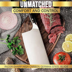 Slice Series 7-Inch Cleaver Knife – High Carbon German Steel Blade with Ergonomic Pakkawood Handle, with Options of Durable Polymer and Premium Leather Sheaths (Cleaver Knife)