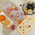 Satax Silicone & Plastic Ice Cube Trays with Lids and Bin - Durable, BPA-Free, Easy Release, Perfect for Cocktails, Coffee & More (2, yellow)