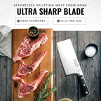 Cutluxe Cleaver Knife - 7" Meat Cleaver, Butcher Knife for Meat Cutting – German Steel Blade, Full Tang, Ergonomic Handle Design – Artisan Series