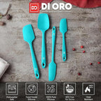 DI ORO Silicone Spatula Set - Rubber Kitchen Spatulas for Baking, Cooking, & Mixing - 600°F Heat-Resistant & BPA Free Silicone Scraper Spatulas for Nonstick Cookware - Dishwasher Safe (4pc, Teal)