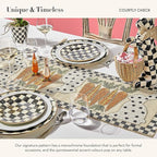 MACKENZIE-CHILDS Enamel Dinner Plate, Decorative Dinnerware Plate, 10 Inches, Set of 1, Black-and-White Courtly Check